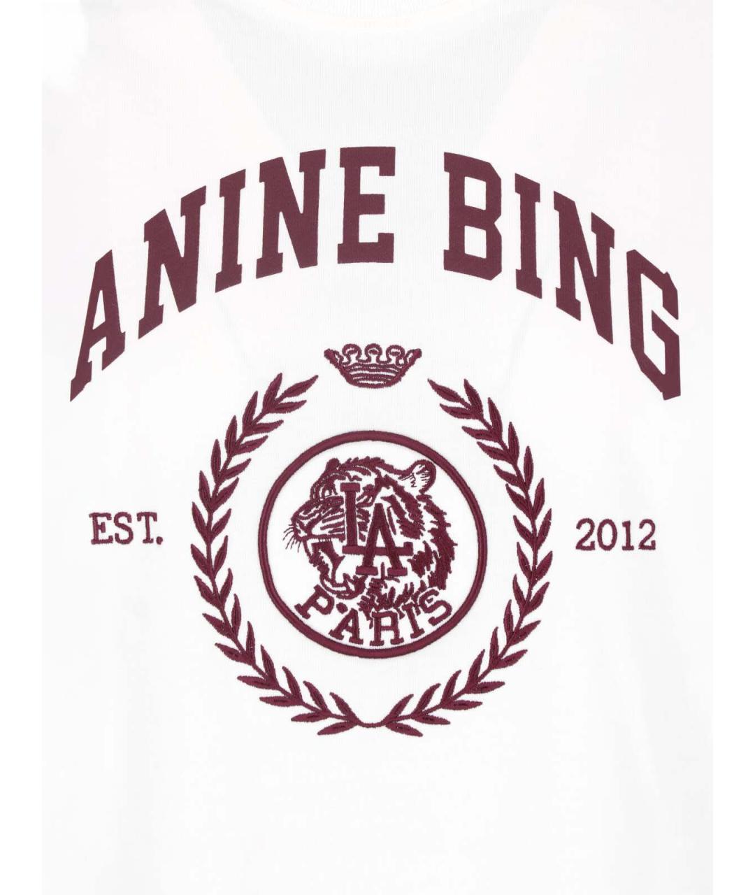 ANINE BING Белая хлопковая футболка, фото 3
