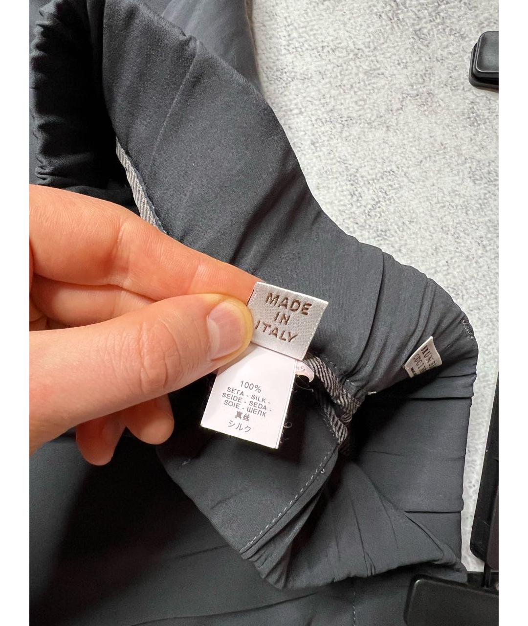 BRUNELLO CUCINELLI Антрацитовые шелковые прямые брюки, фото 7