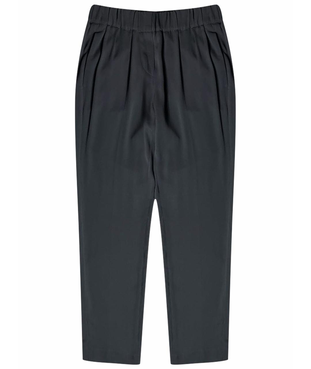 BRUNELLO CUCINELLI Антрацитовые шелковые прямые брюки, фото 1