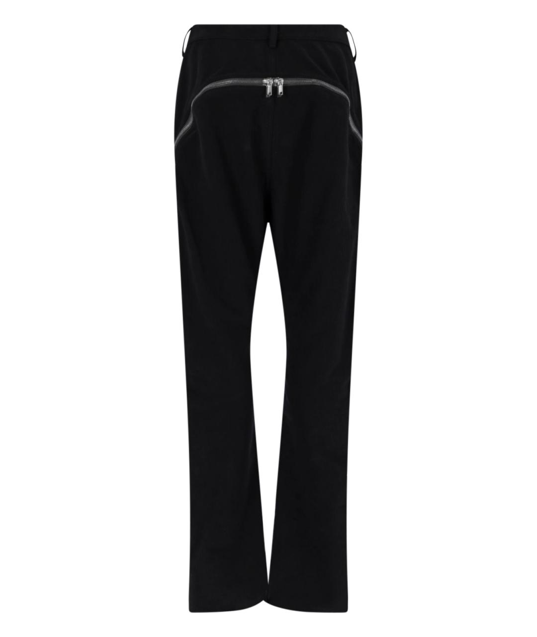 RICK OWENS Черные хлопковые повседневные брюки, фото 3