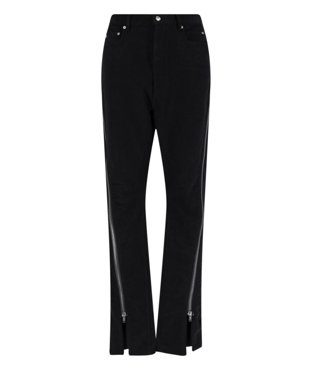 RICK OWENS Черные хлопковые повседневные брюки, фото 1