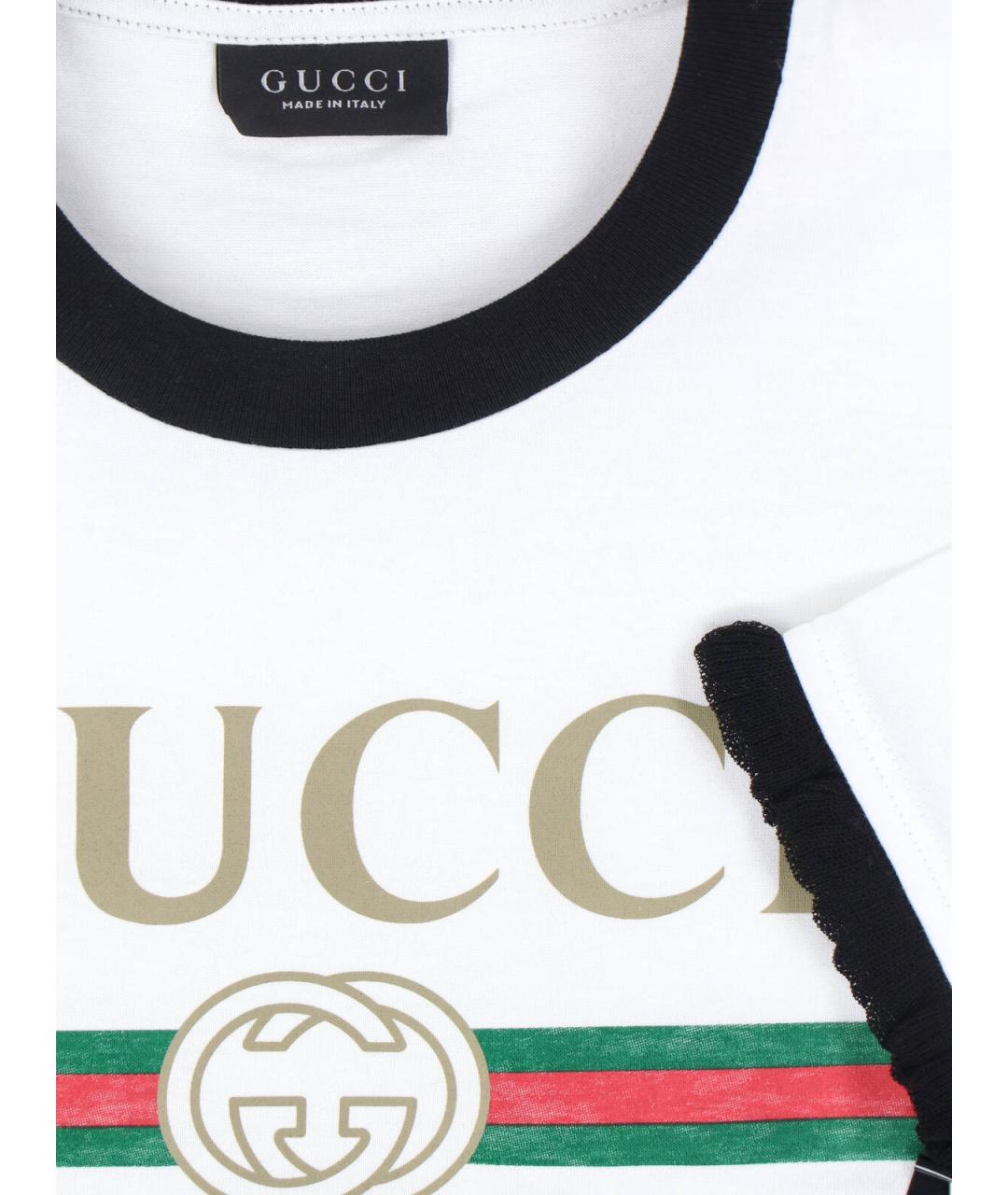 GUCCI Белая хлопковая футболка, фото 3