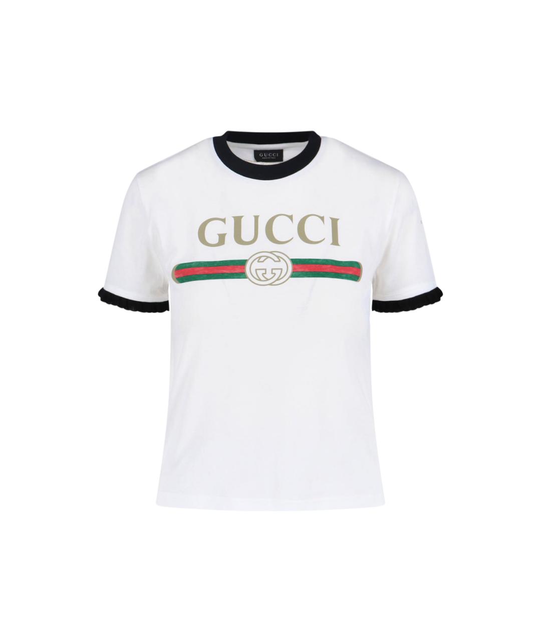 GUCCI Белая хлопковая футболка, фото 1
