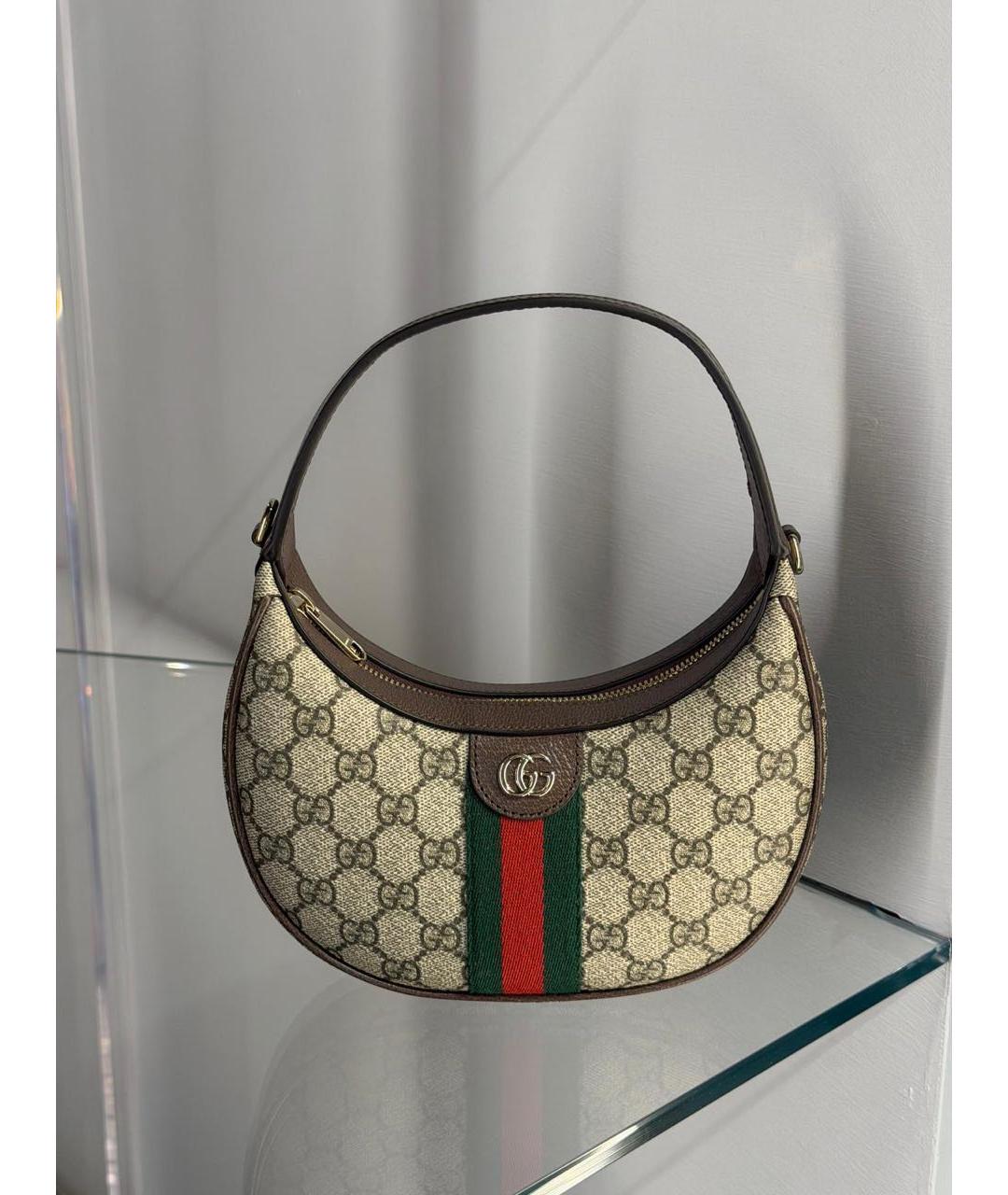 GUCCI Коричневая канва сумка с короткими ручками, фото 6