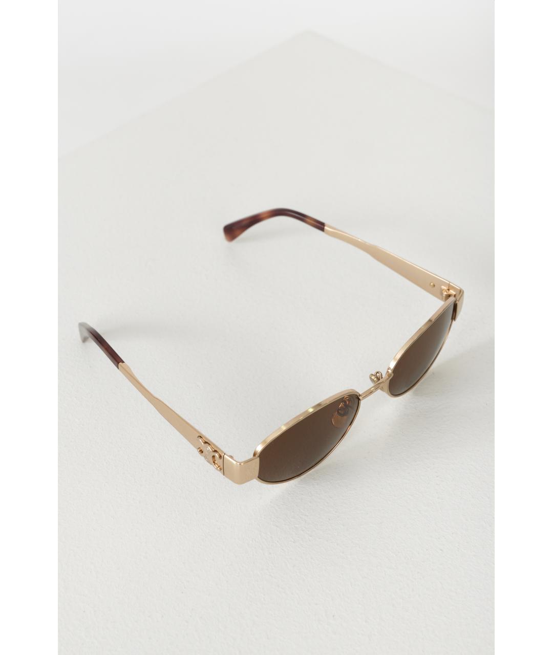 CELINE Золотые металлические солнцезащитные очки, фото 2