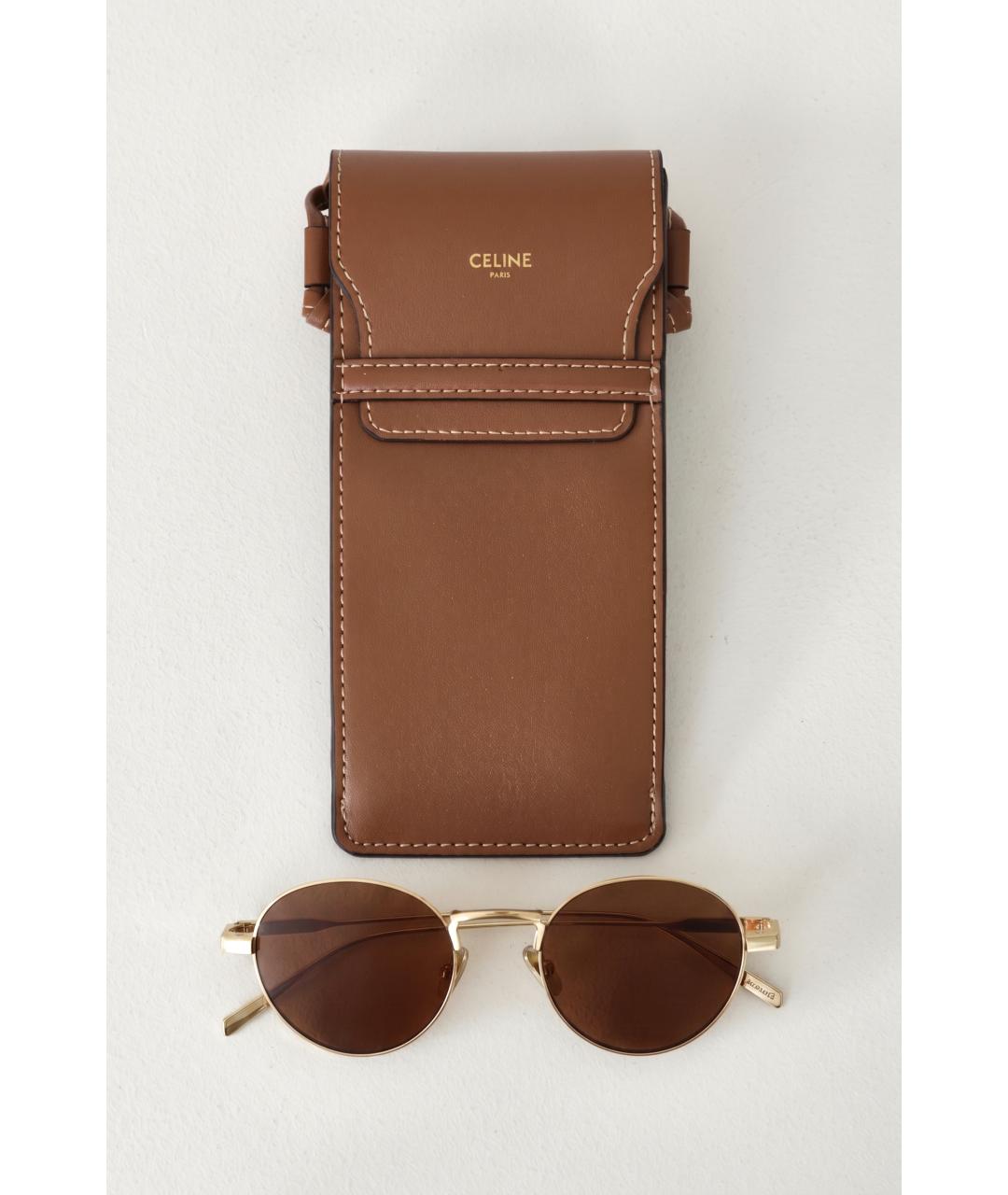 CELINE Золотые металлические солнцезащитные очки, фото 6