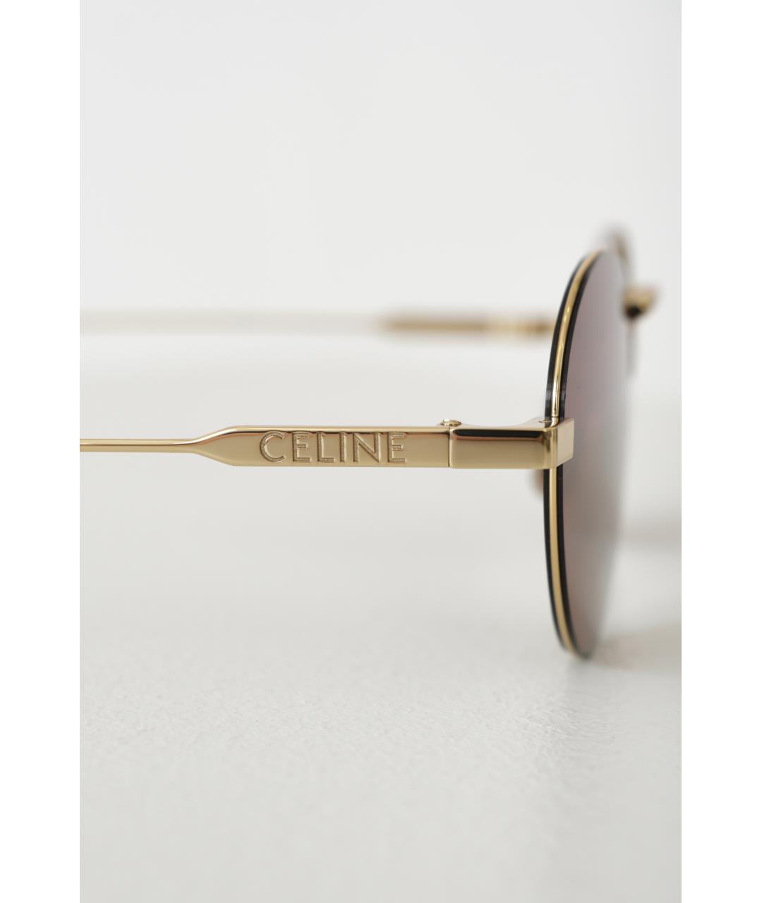 CELINE Золотые металлические солнцезащитные очки, фото 5