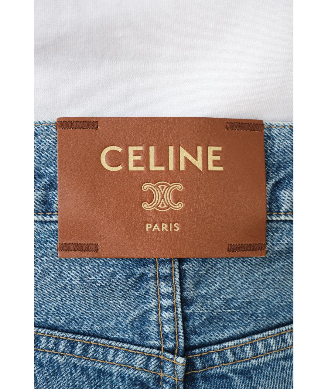 CELINE Темно-синие хлопковые прямые джинсы, фото 4