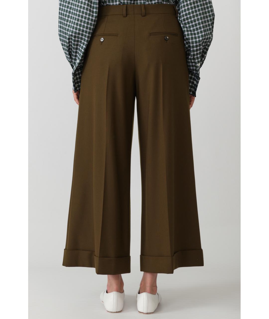 CELINE Коричневые полиэстеровые прямые брюки, фото 4