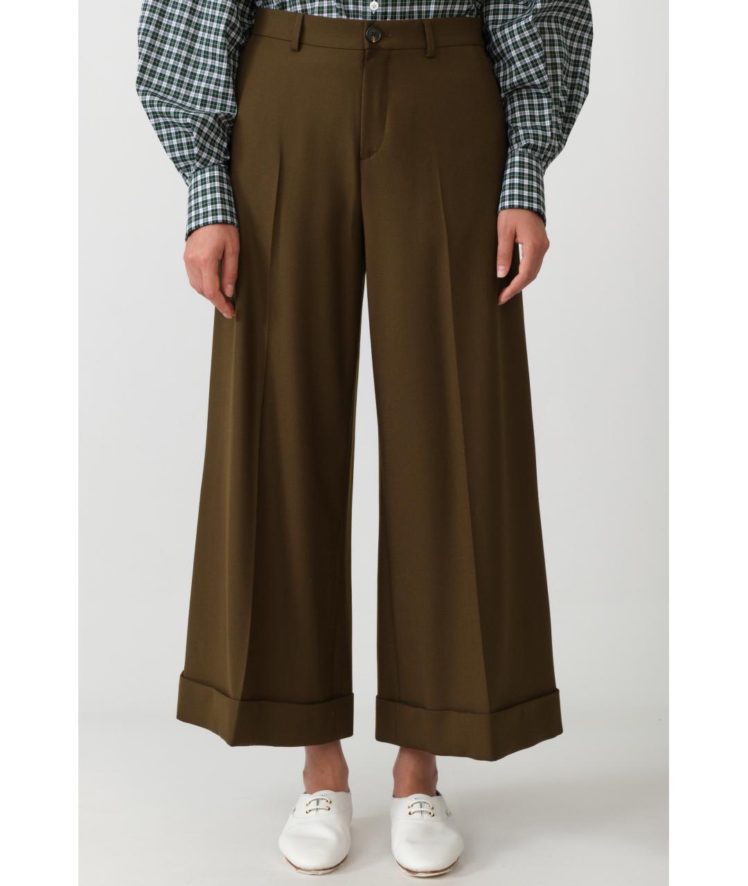 CELINE Коричневые полиэстеровые прямые брюки, фото 10