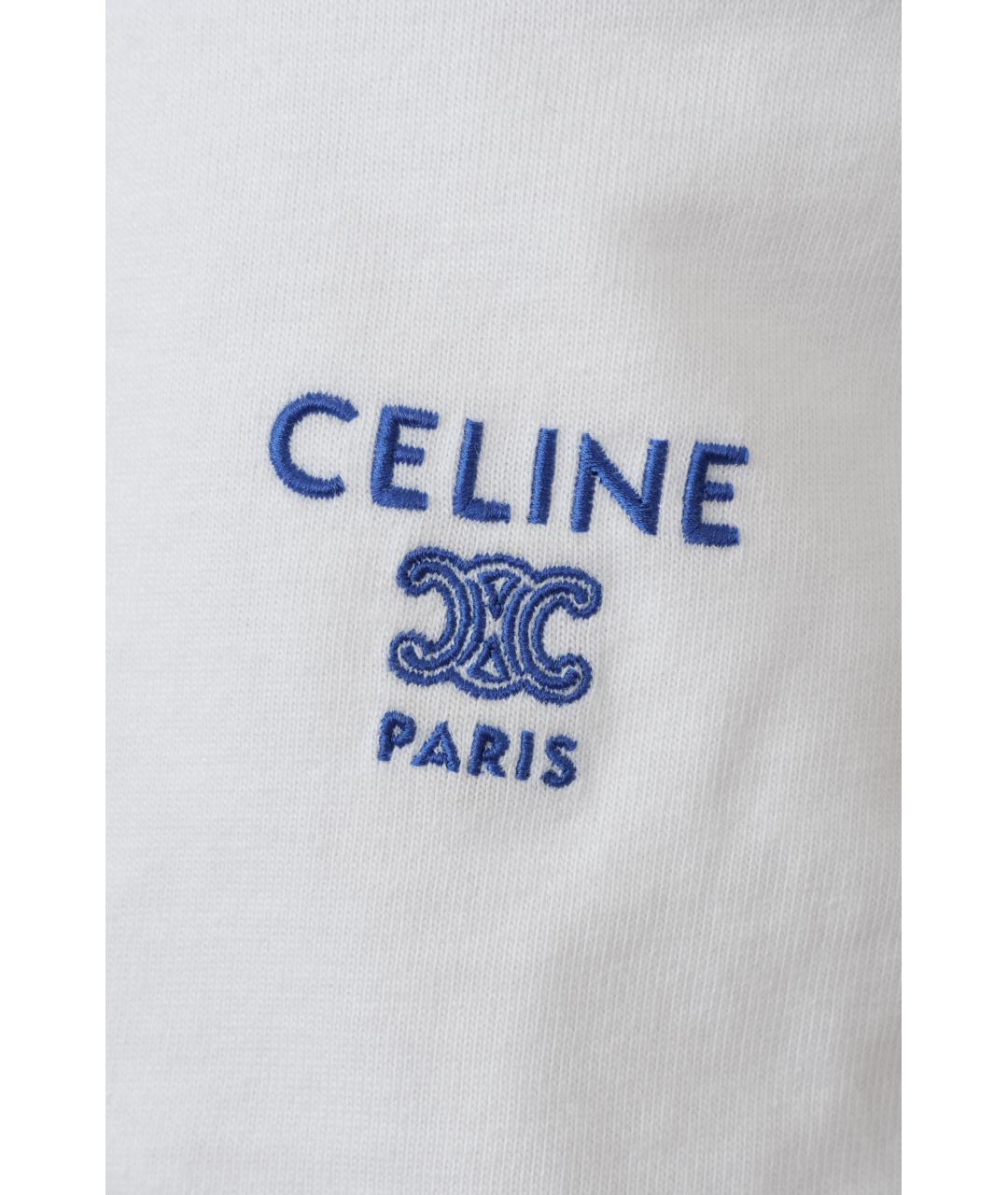 CELINE Белая хлопковая футболка, фото 6