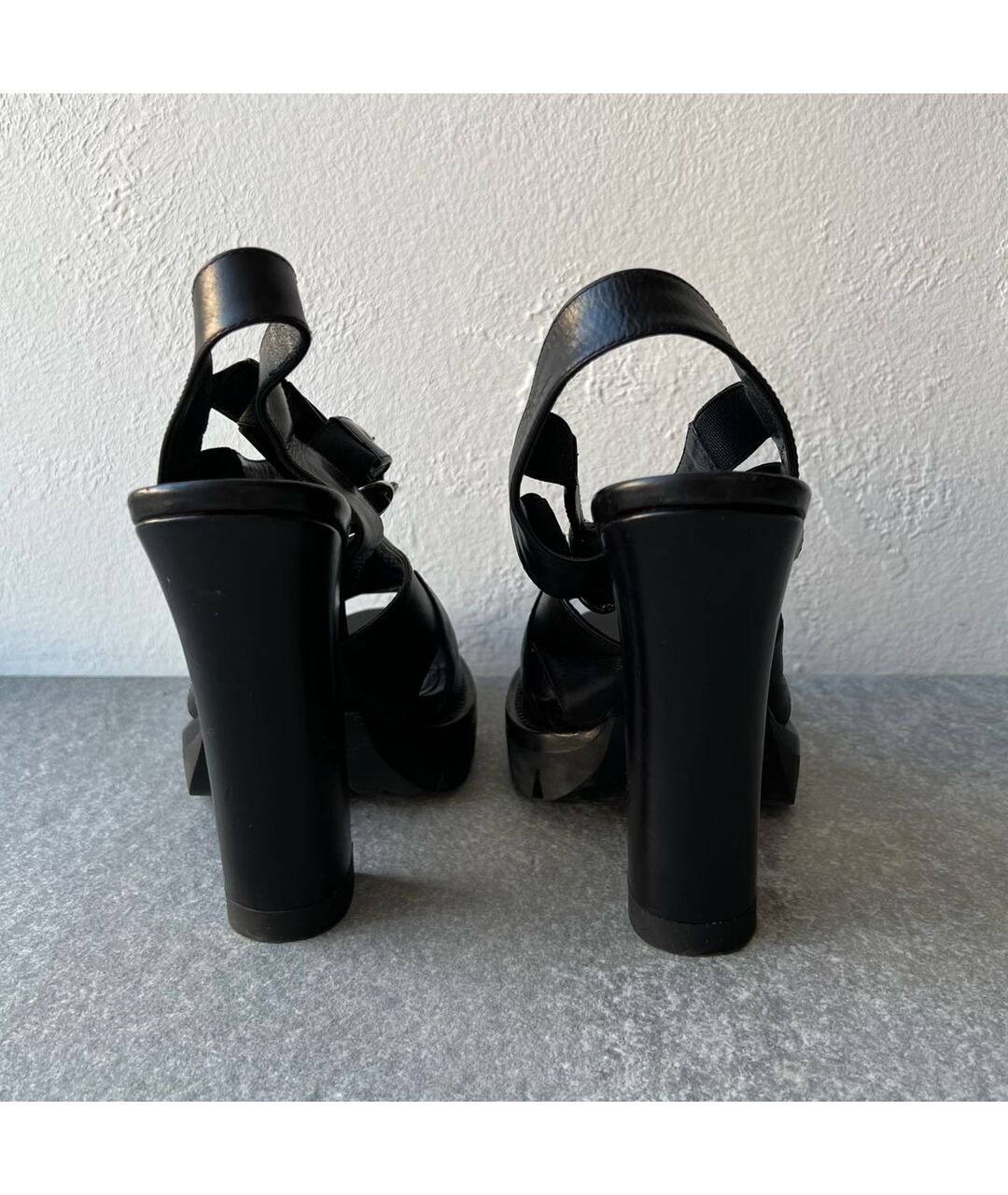 PRADA Черные кожаные босоножки, фото 4