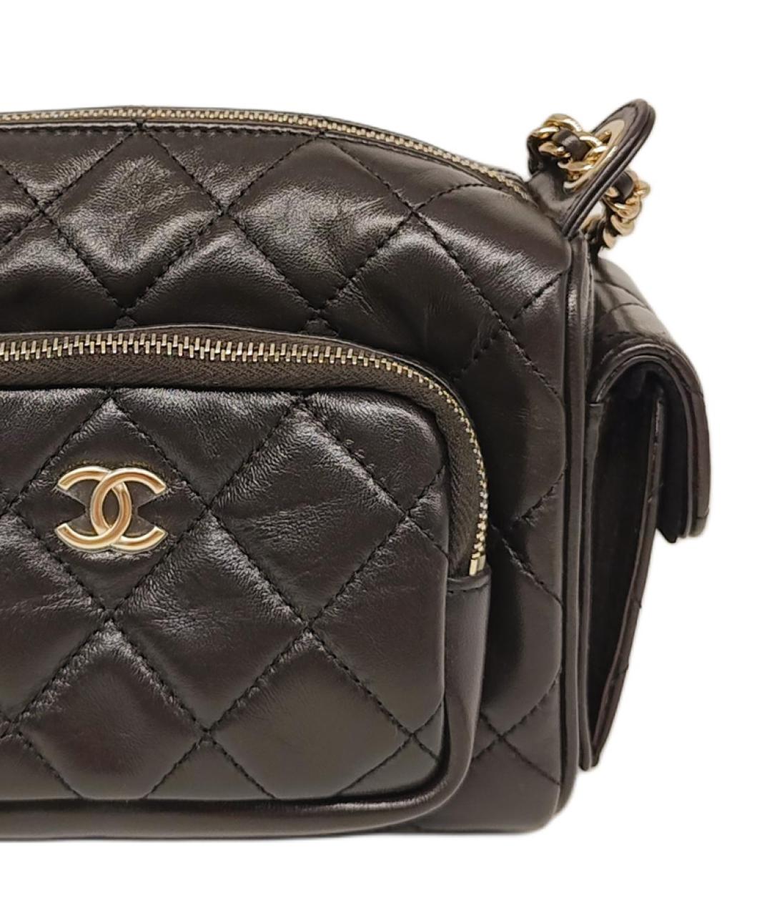 CHANEL Коричневая кожаная сумка через плечо, фото 3