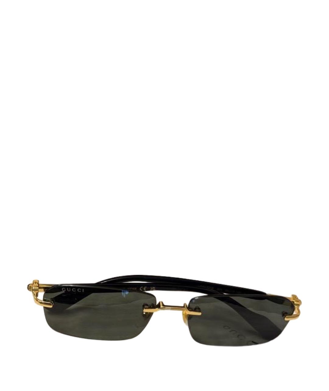 GUCCI Золотые металлические солнцезащитные очки, фото 1