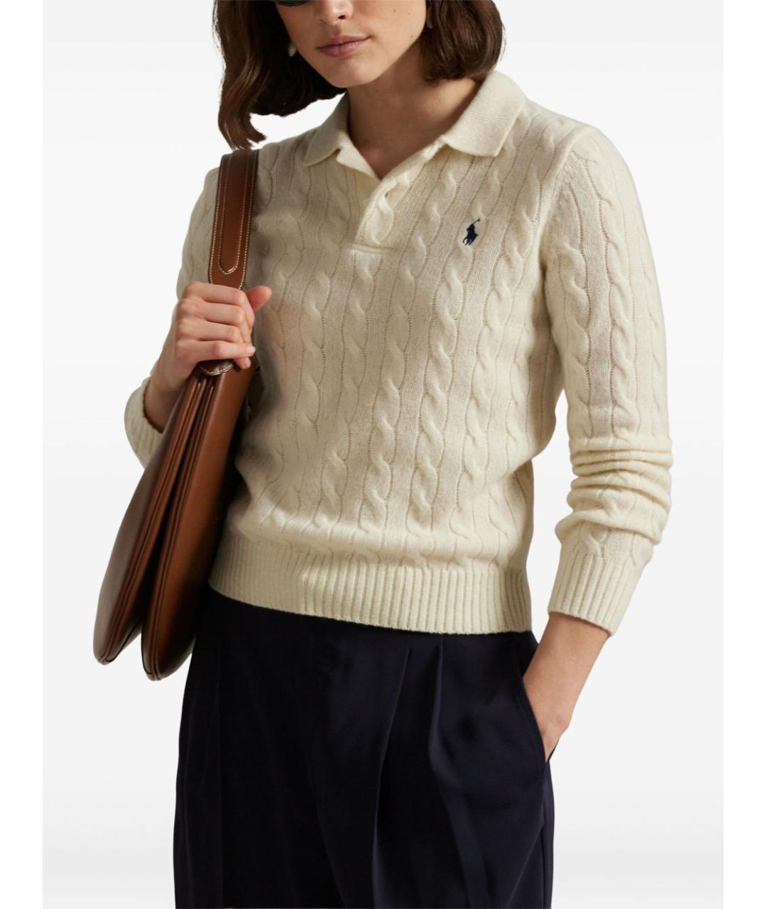 POLO RALPH LAUREN Бежевый шерстяной джемпер / свитер, фото 2