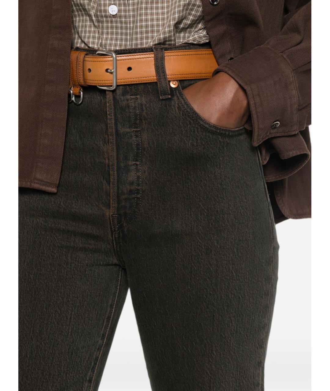 LEVI'S Коричневые хлопковые прямые джинсы, фото 5