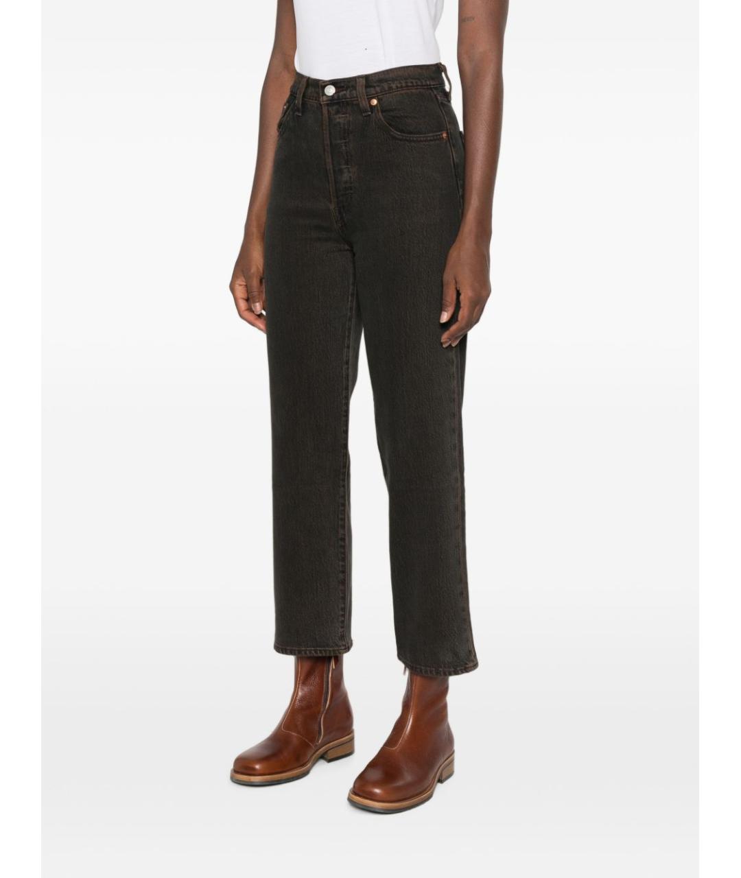 LEVI'S Коричневые хлопковые прямые джинсы, фото 2