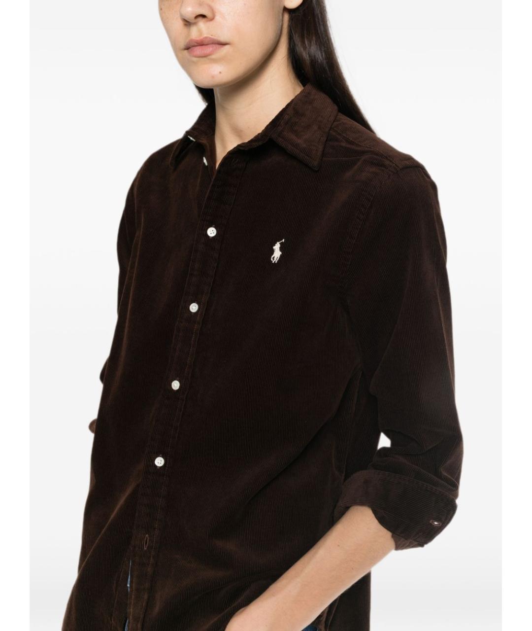 POLO RALPH LAUREN Коричневая хлопковая рубашка, фото 3