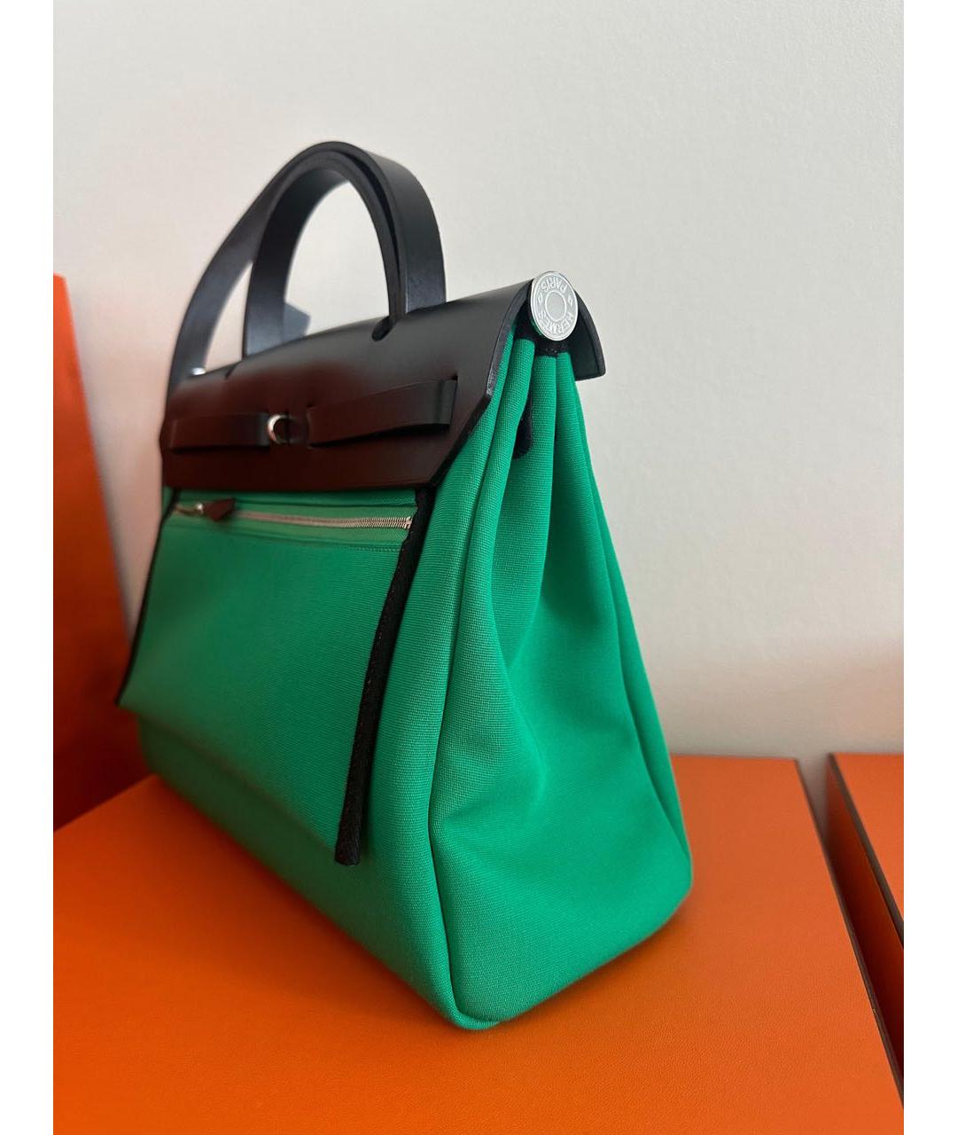 HERMES Зеленая тканевая сумка через плечо, фото 2