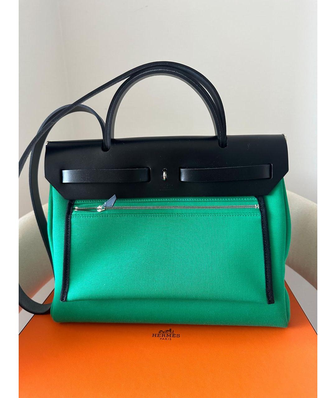HERMES Зеленая тканевая сумка через плечо, фото 3