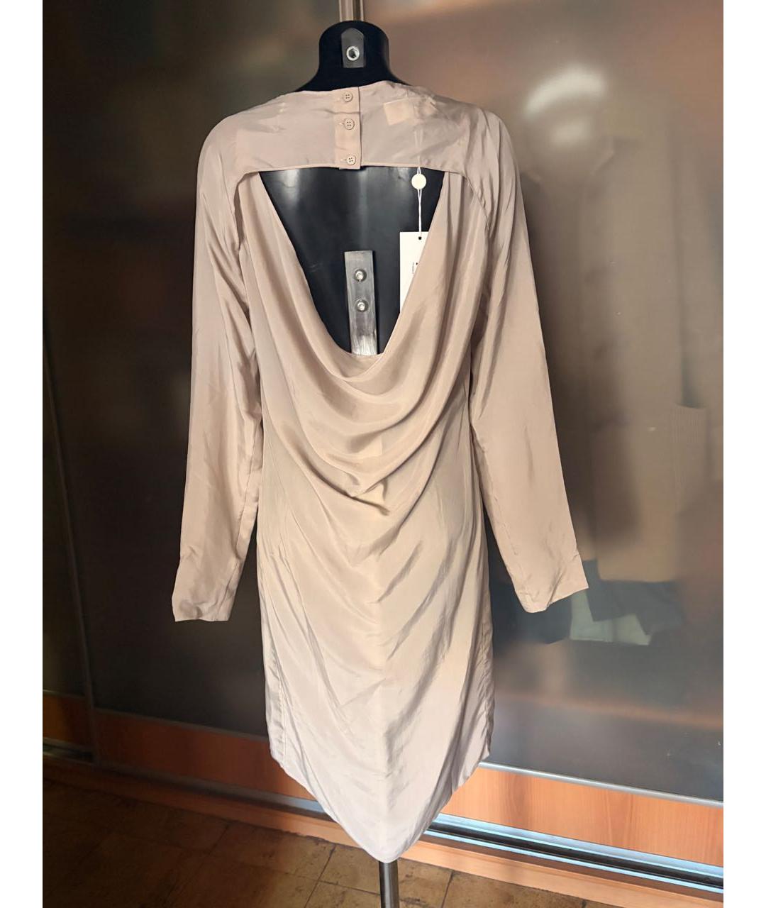 MAISON MARGIELA Бежевое купро повседневное платье, фото 2