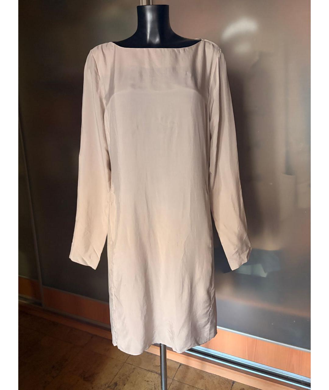MAISON MARGIELA Бежевое купро повседневное платье, фото 3