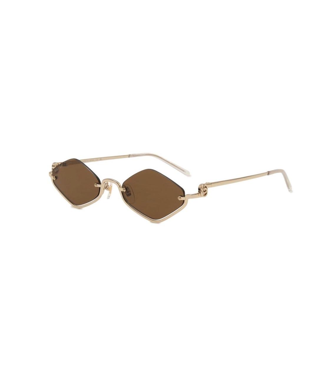 GUCCI Золотые металлические солнцезащитные очки, фото 4