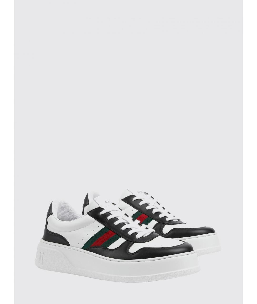 GUCCI Белые кожаные низкие кроссовки / кеды, фото 2
