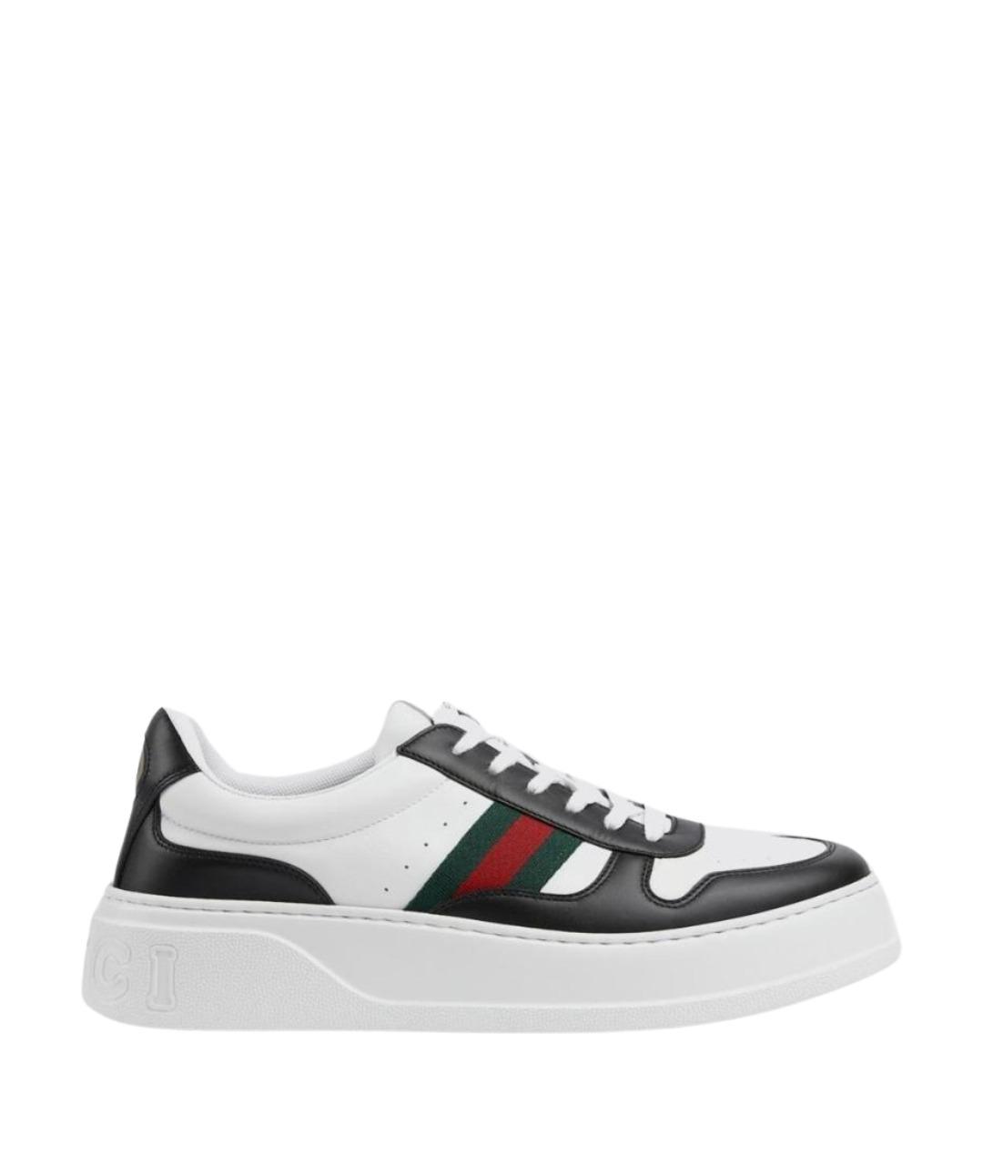 GUCCI Белые кожаные низкие кроссовки / кеды, фото 1