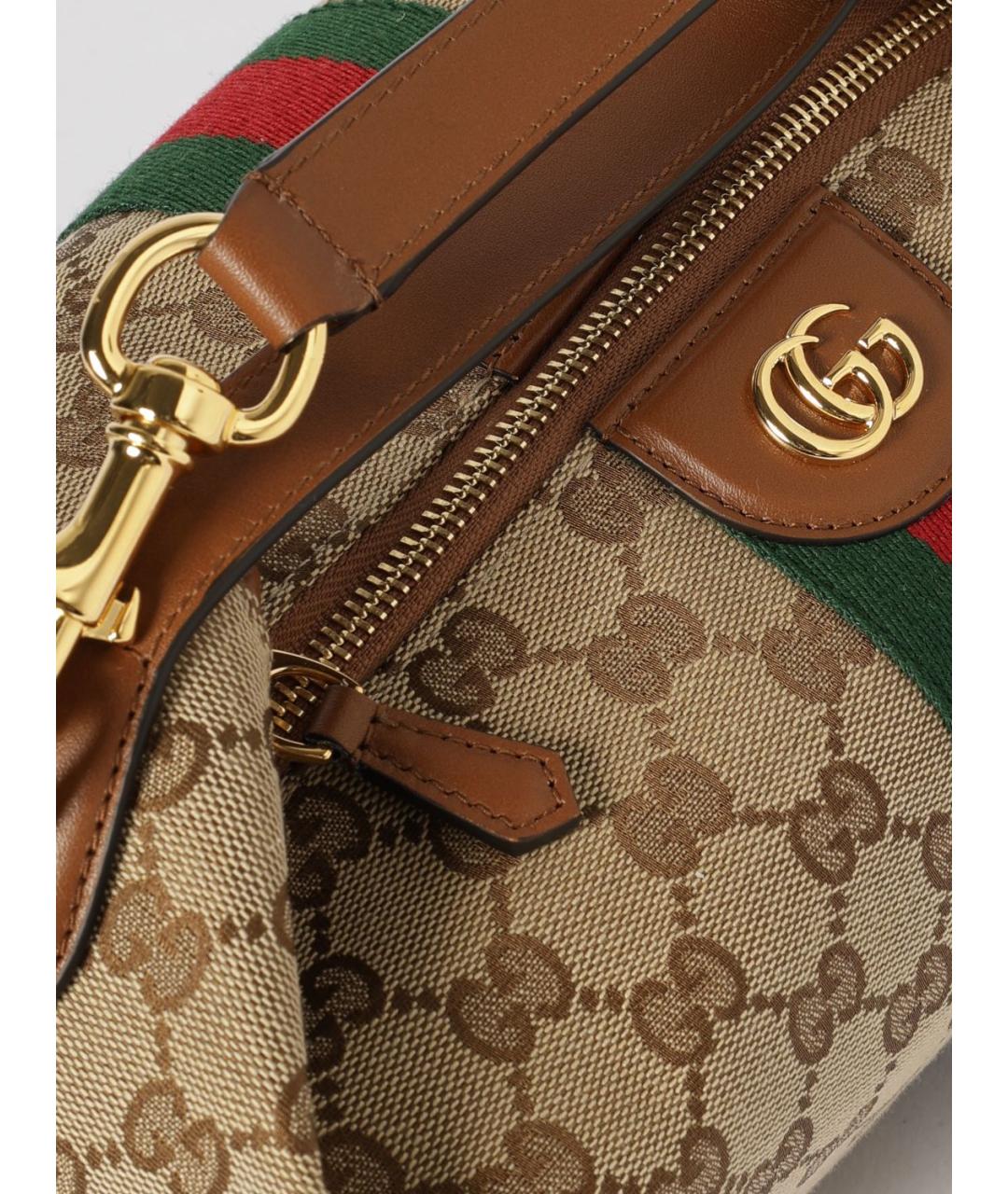 GUCCI Бежевая канва сумка с короткими ручками, фото 5