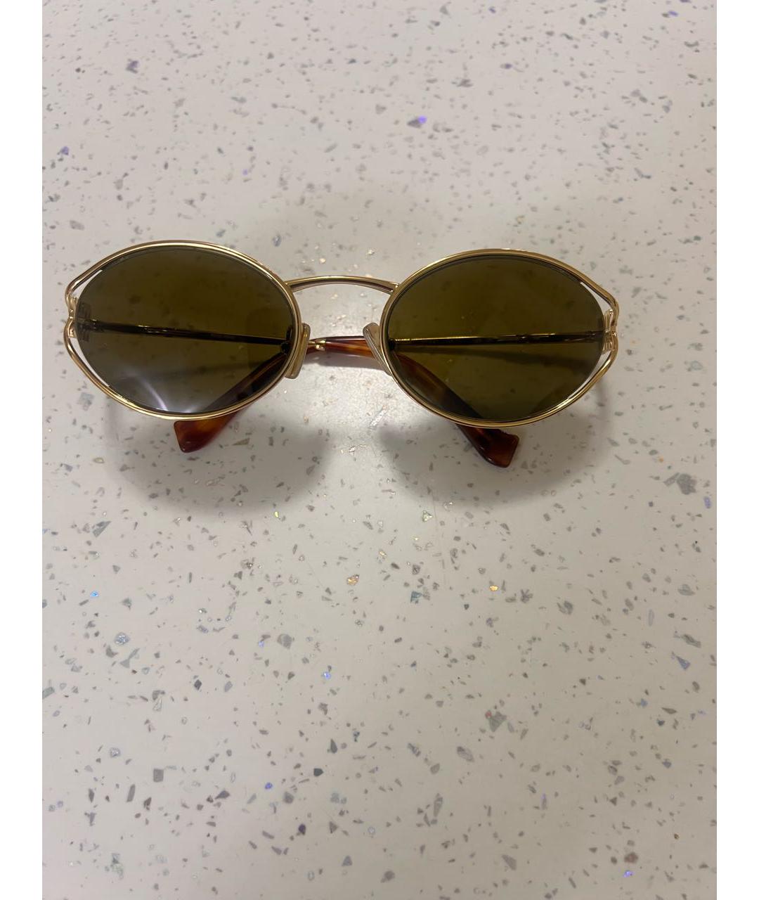 MIU MIU Золотые металлические солнцезащитные очки, фото 4