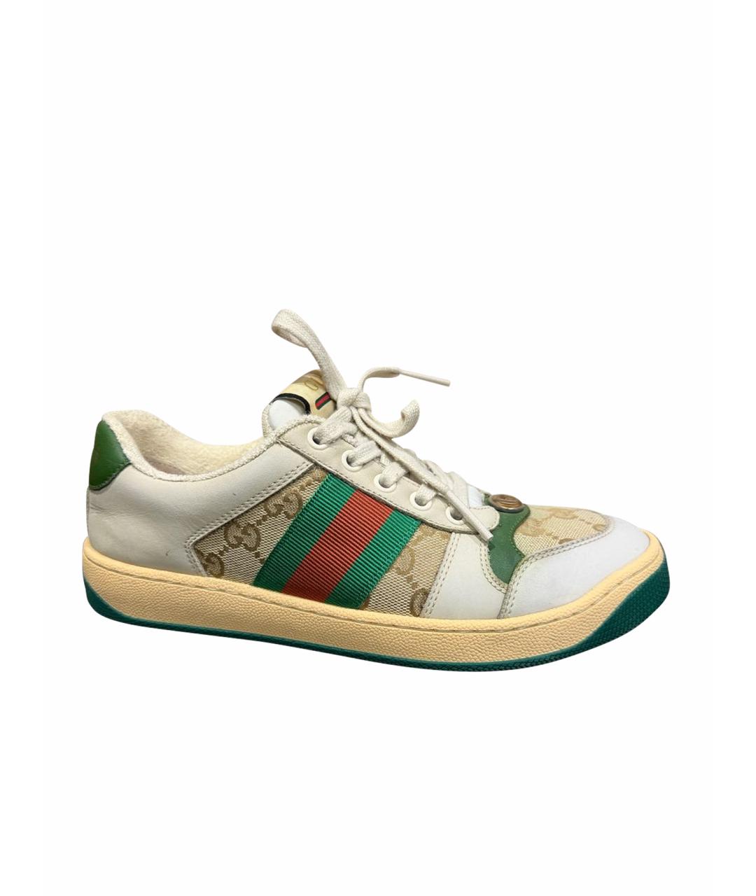 GUCCI Бежевые кожаные кроссовки, фото 1