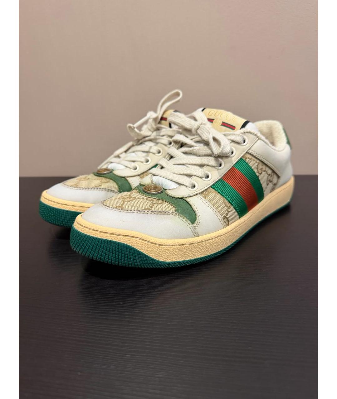 GUCCI Бежевые кожаные кроссовки, фото 3