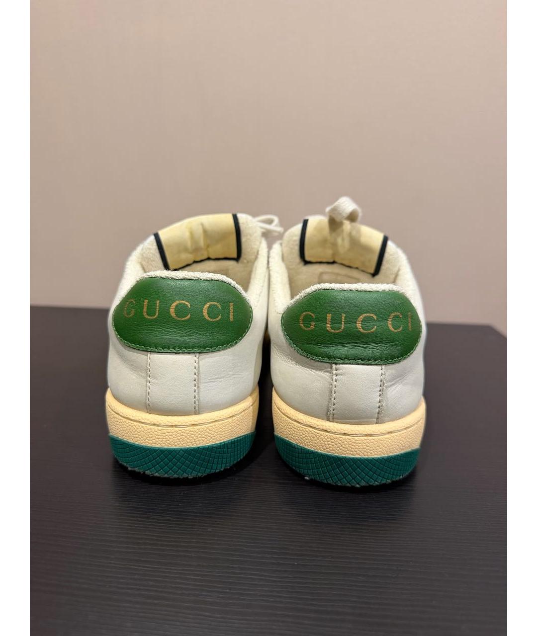 GUCCI Бежевые кожаные кроссовки, фото 6