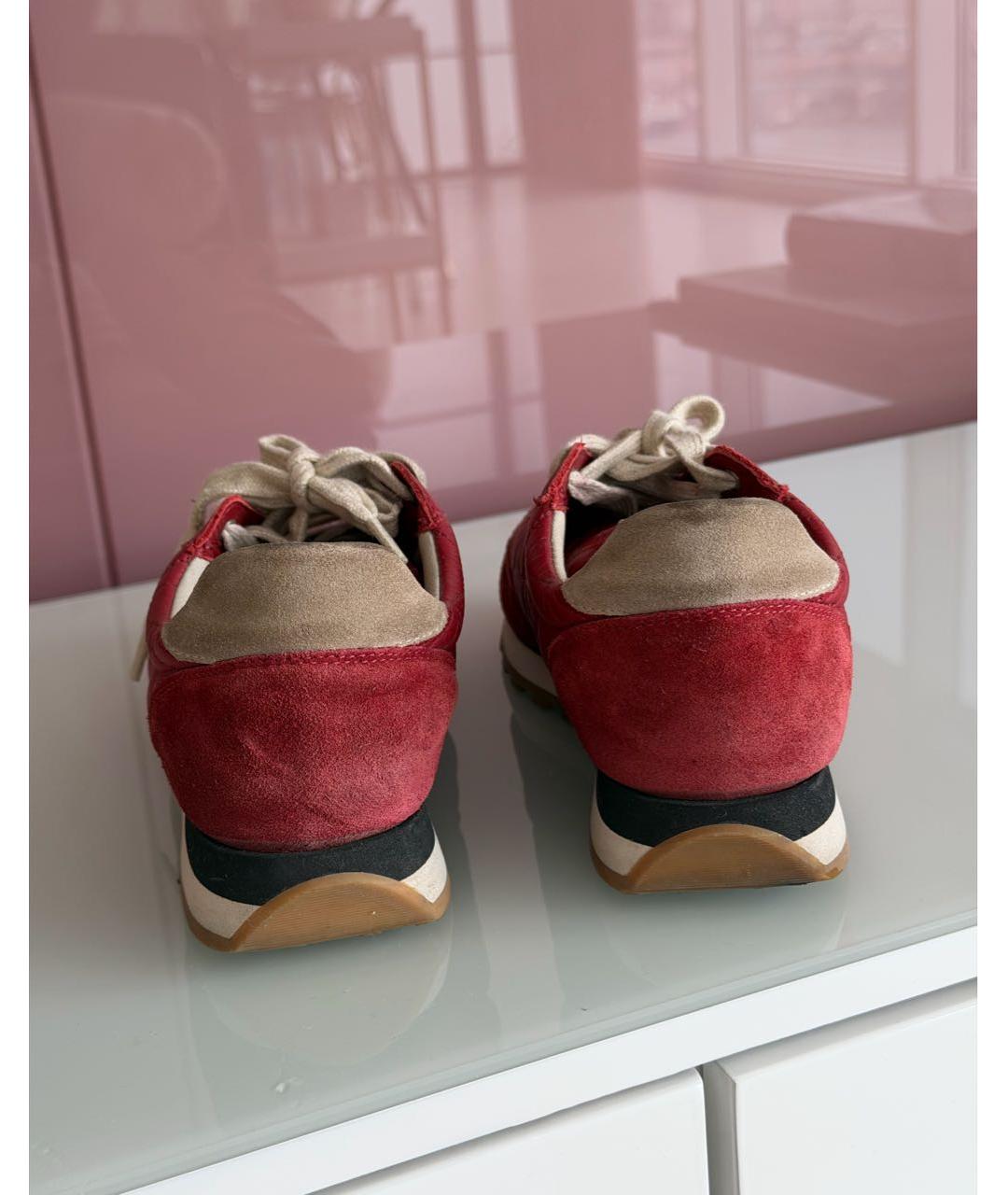 BRUNELLO CUCINELLI Бордовые кожаные кроссовки, фото 4