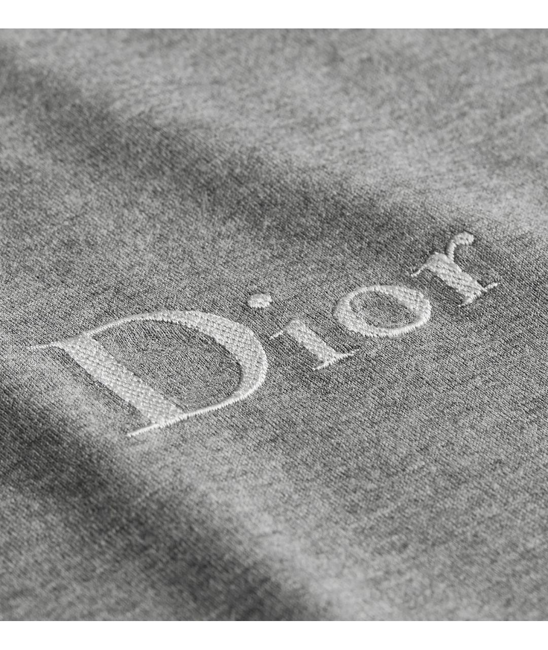 CHRISTIAN DIOR Серая хлопковая футболка, фото 2