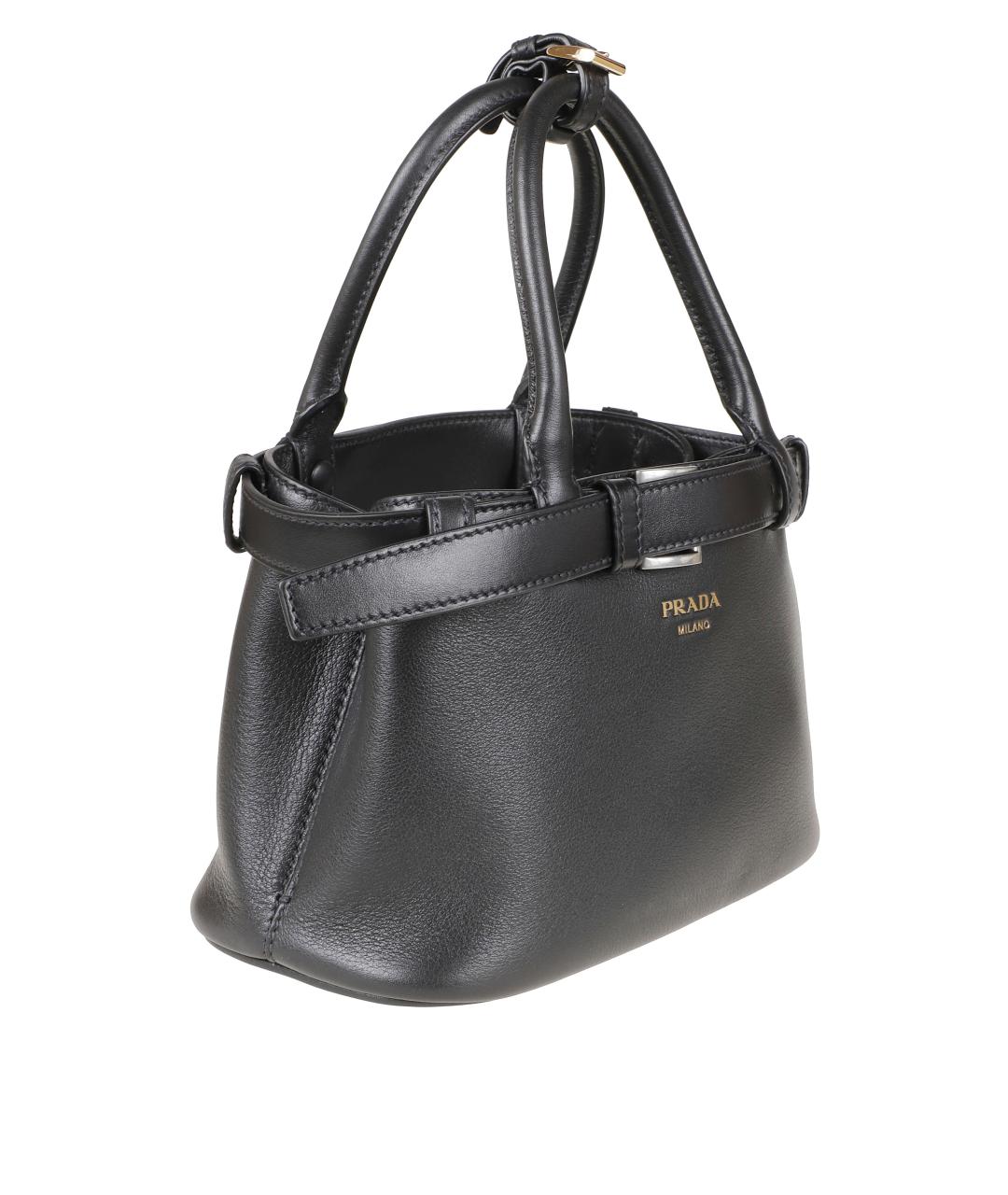 PRADA Черная кожаная сумка тоут, фото 3