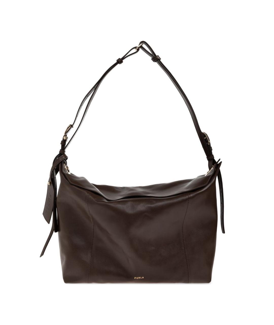 FURLA Коричневая кожаная сумка через плечо, фото 1
