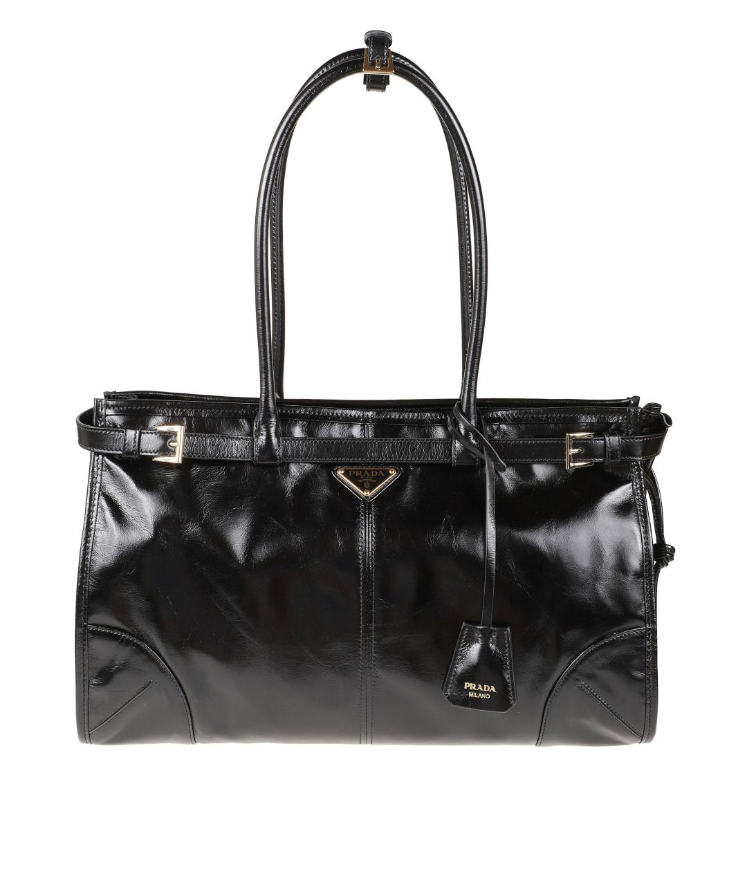 PRADA Черная кожаная сумка тоут, фото 1