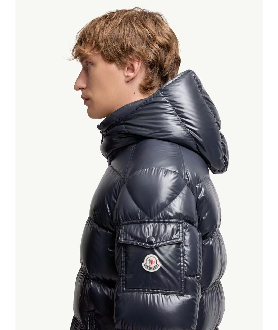 MONCLER Синий полиамидовый пуховик, фото 7