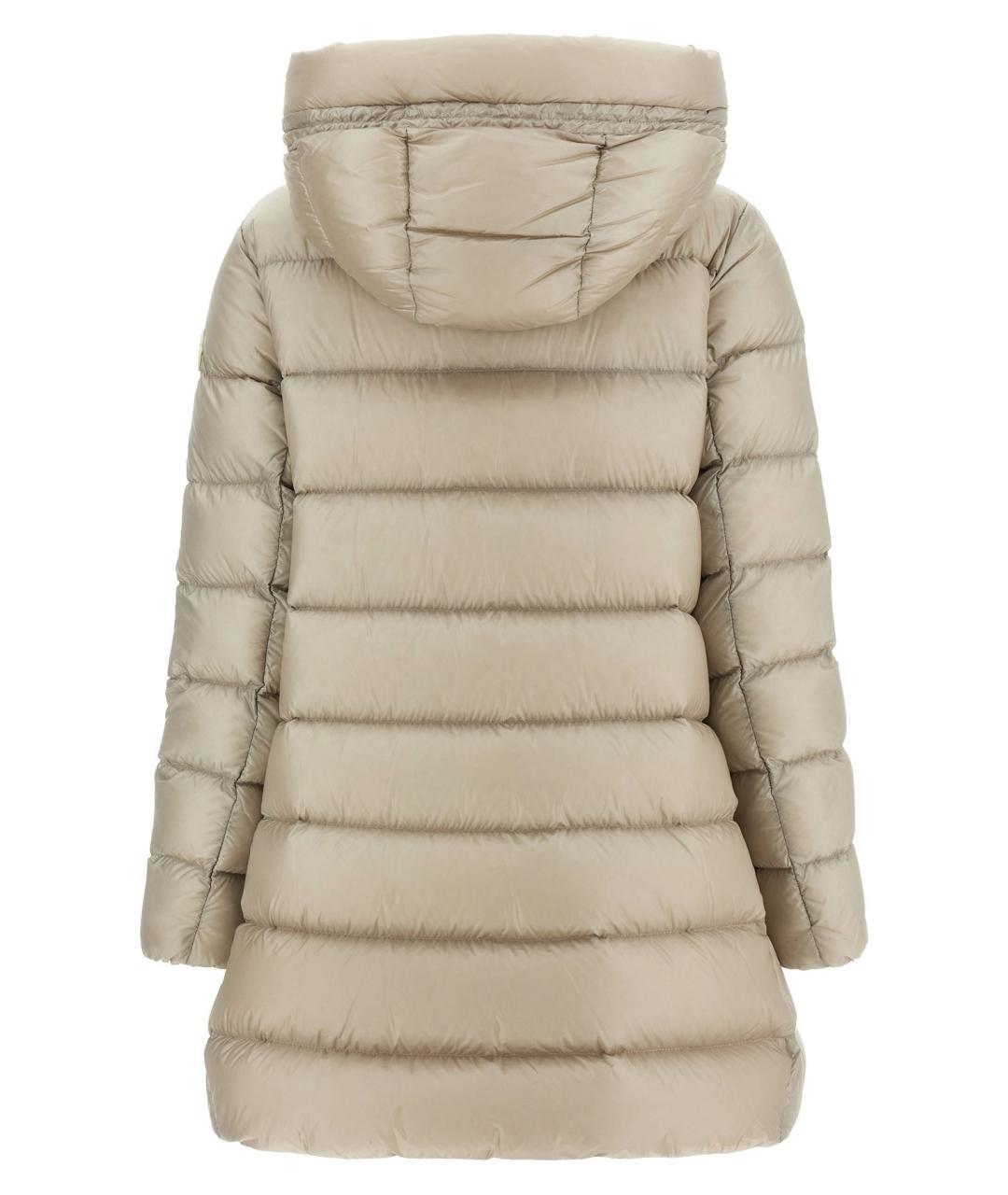 MONCLER Бежевый полиамидовый пуховик, фото 2
