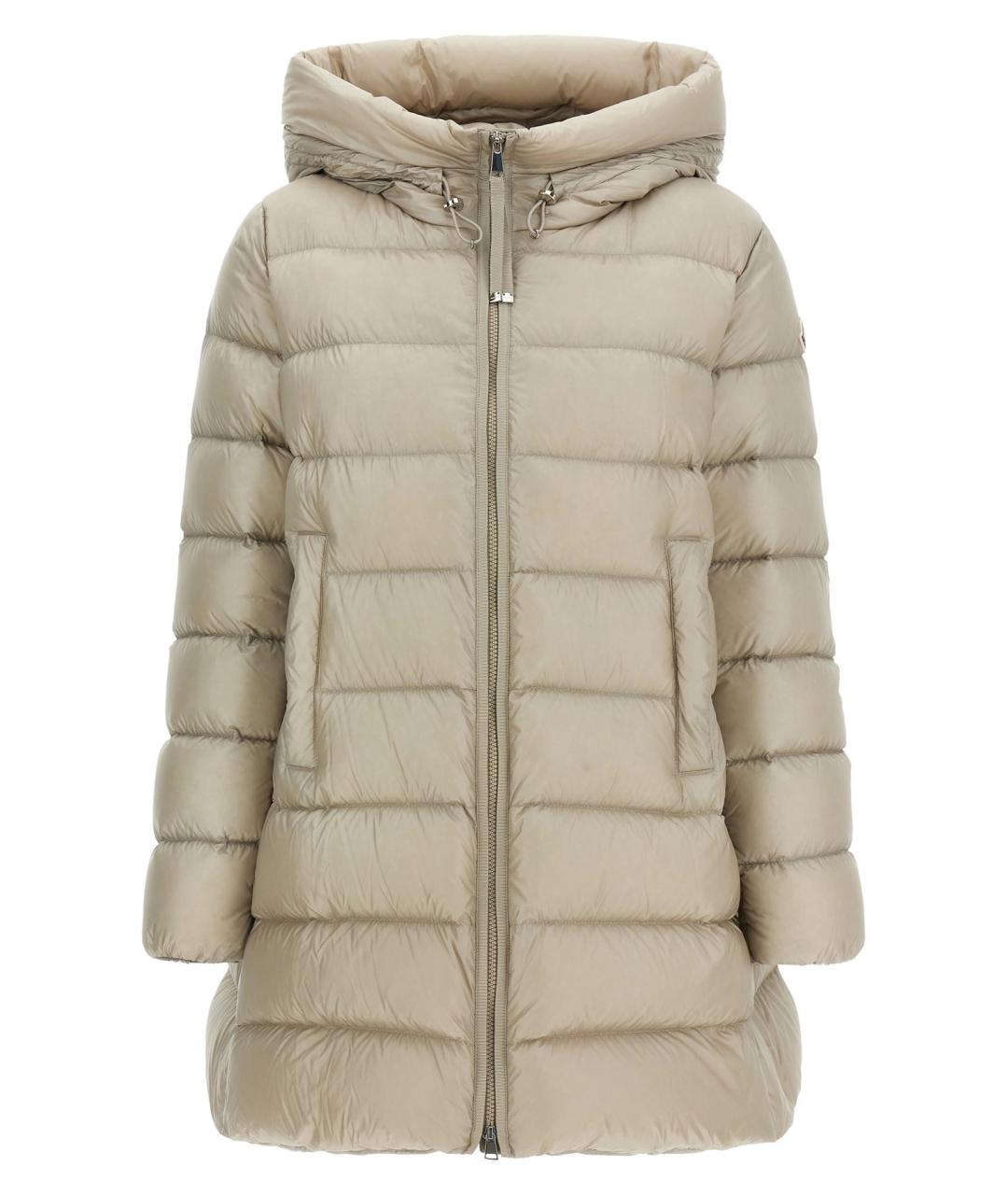 MONCLER Бежевый полиамидовый пуховик, фото 1
