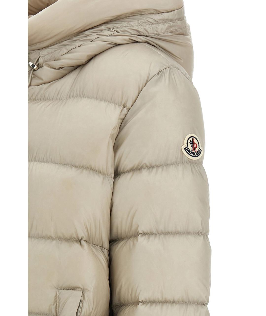 MONCLER Бежевый полиамидовый пуховик, фото 4