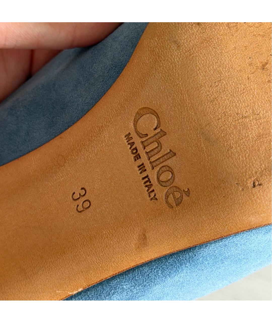CHLOE Голубые замшевые туфли, фото 5