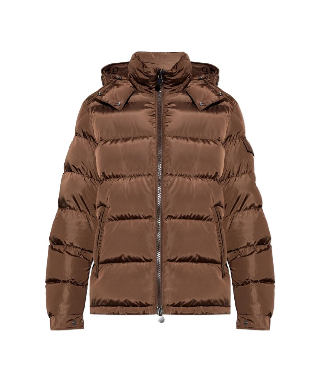 MONCLER Коричневый полиамидовый пуховик, фото 1