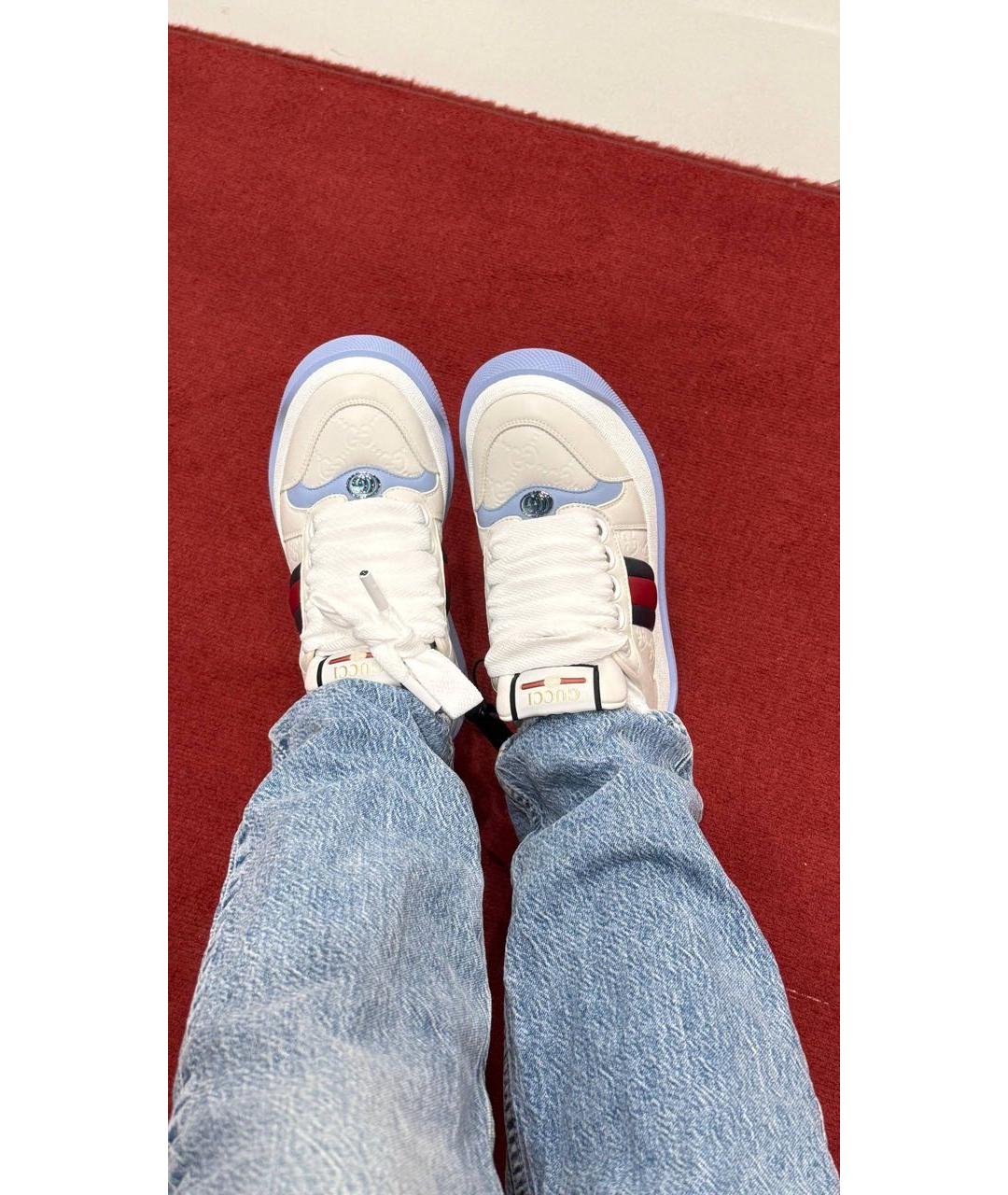 GUCCI Белые кожаные кроссовки, фото 2