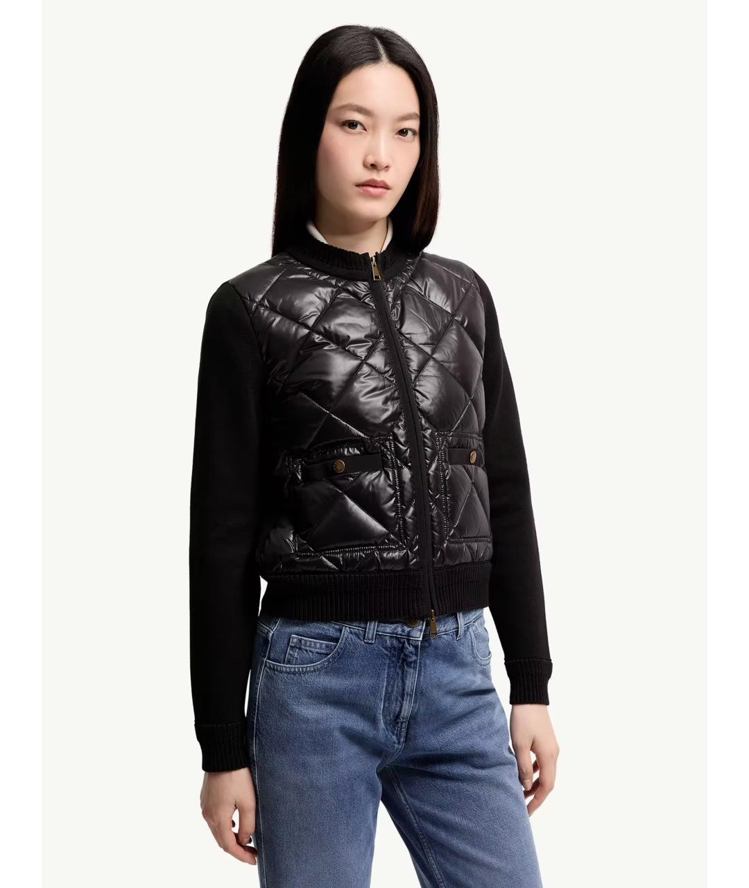 MONCLER Черный хлопковый кардиган, фото 4