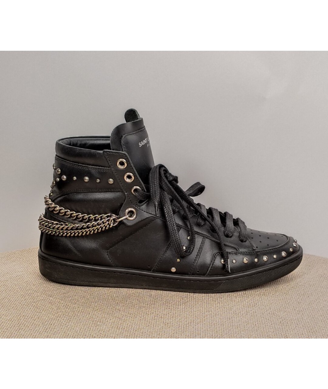 SAINT LAURENT Черные кожаные кроссовки, фото 9