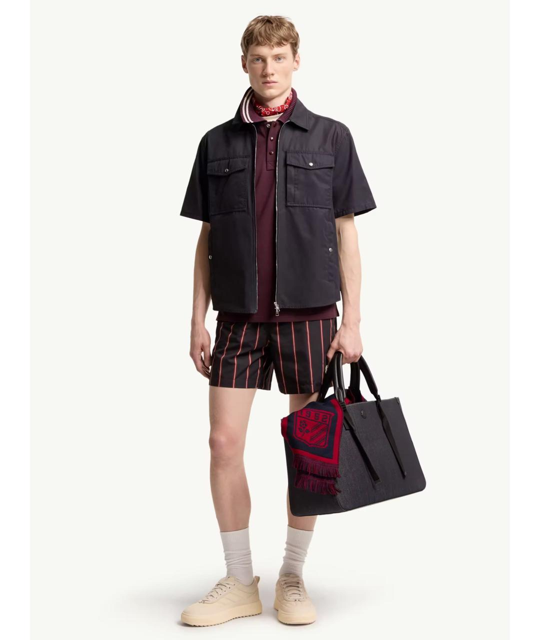 MONCLER Синие полиэстеровые шорты, фото 2