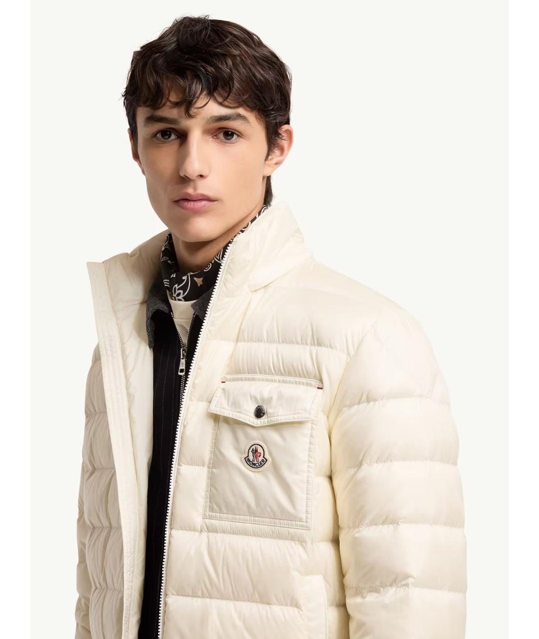 MONCLER Белый полиамидовый пуховик, фото 6